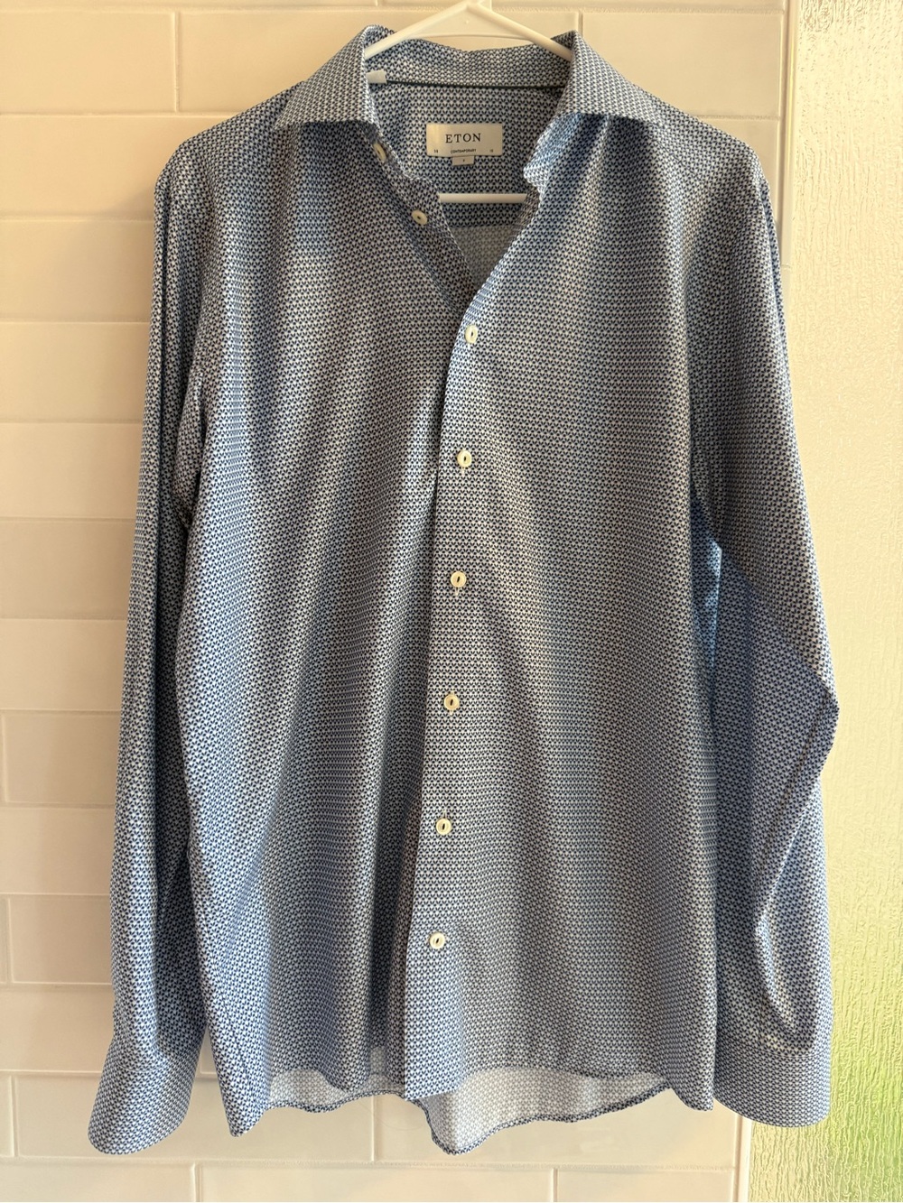 Eton Luxe Blue Micro-Pattern Cotton Dress Shirt